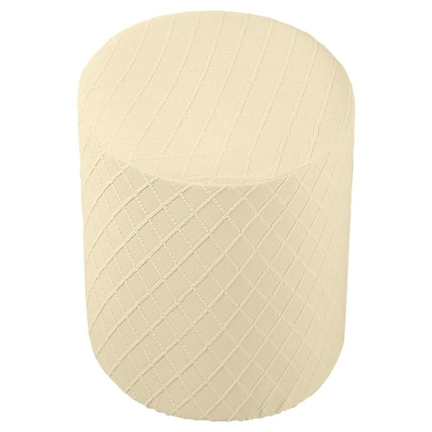 Fundas elásticas redondas para otomana, de poliéster grueso, lavables a máquina, para reposapiés de sofá amarillo crema