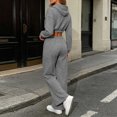 thumbnail image 4 of Brnmyaeo Sweatsuits for Women Long Sleeve Zip Up Crop Hooded Jacket Wide Leg Sweatpants Set 2026 Fall Fleece Lined 2 Piece Tracksuit Sets, 4 of 8