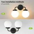 thumbnail image 4 of Deyidn 2-Light Modern Vanity Light, Black Bathroom Light Fixture with Milk White Glass Globes, 45 Inch Bathroom Wall Sconce for Mirror, 4 of 6