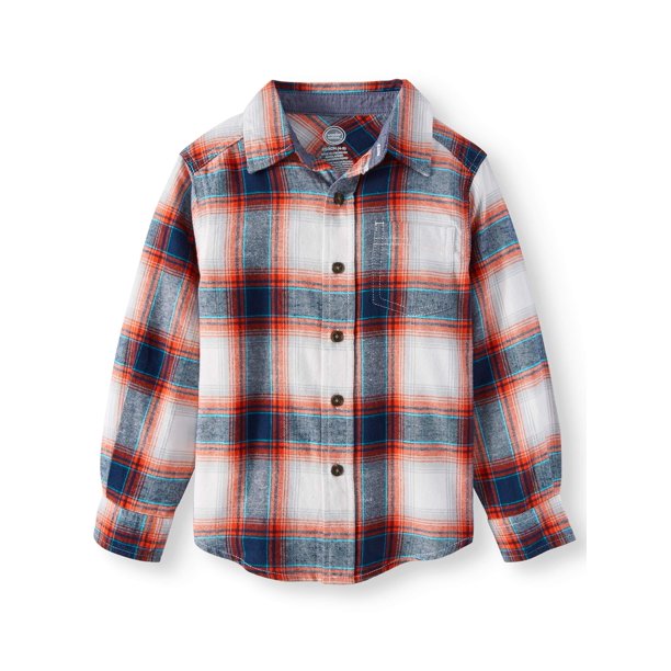 Wonder Nation Long Sleeve Flannel Shirt (Little Boys & Big Boys ...