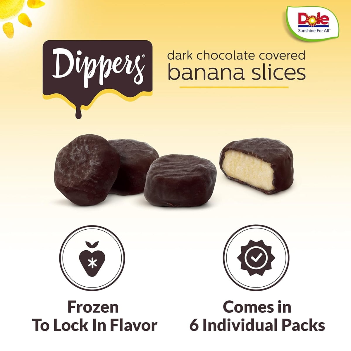 (6 Pack) Dole Dark Chocolate Frozen Banana Dippers, 1.55 oz