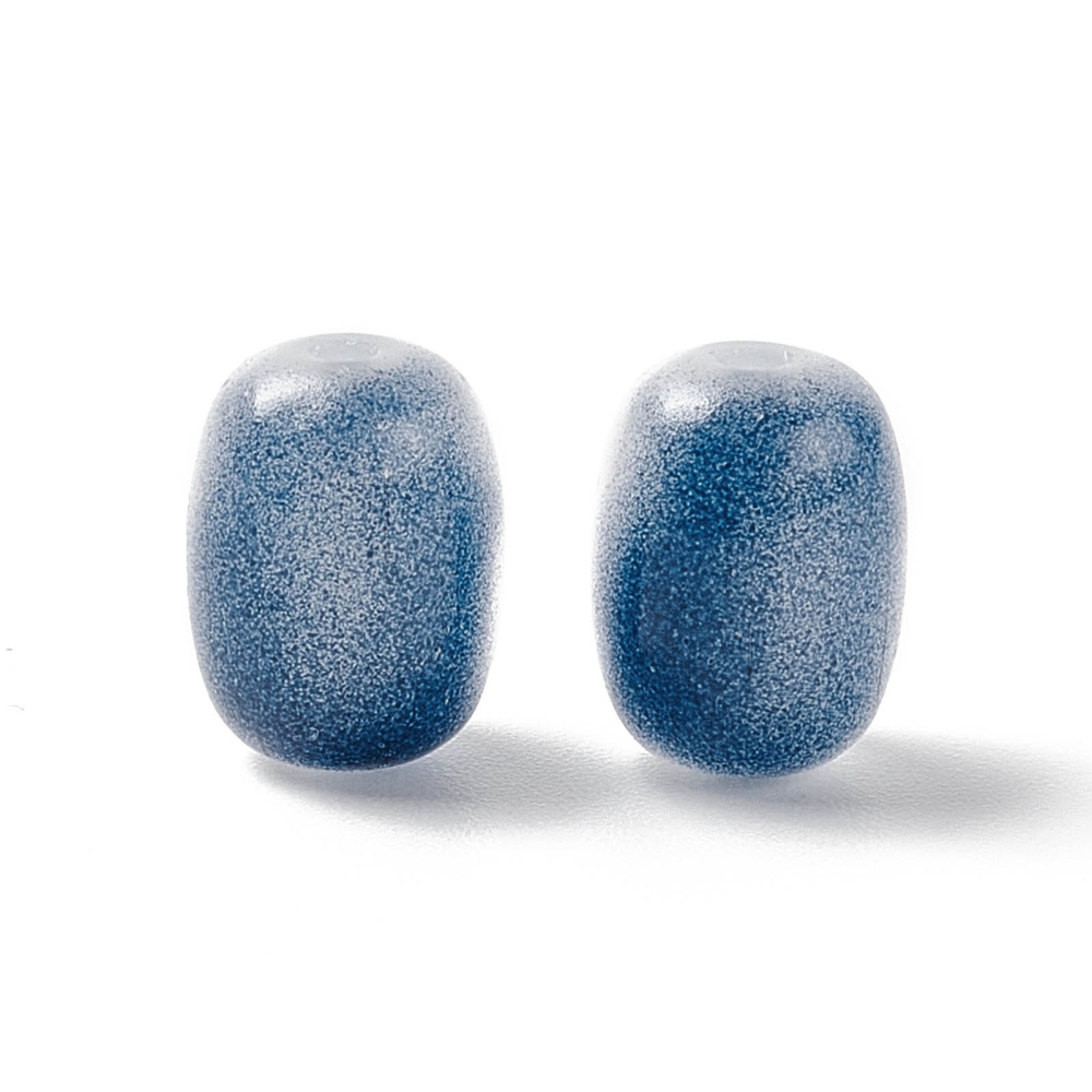500pcs Opaque Glass Beads Barrel Steel Blue 10x8mm Hole: 1.6mm DIY