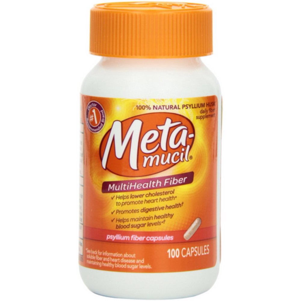 2 Pack Metamucil MultiHealth Fiber Capsules 100 ea