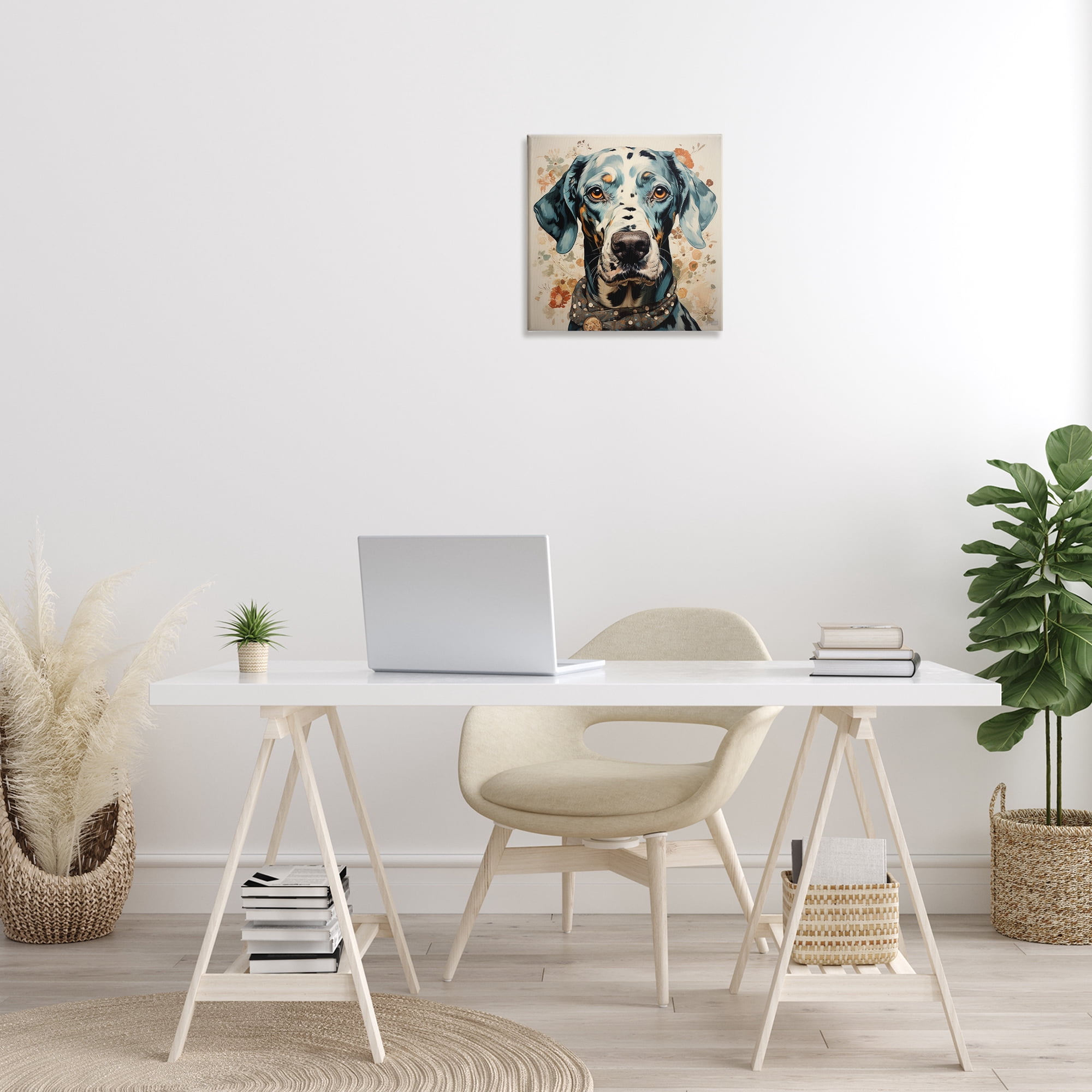 Stupell Industries Dog Portrait with Paint Splatter Animals & Insects Painting Gallery Wrapped Canvas Art Print Wall Art, 17 x 17