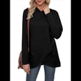 thumbnail image 1 of Sudadera Holgada con Capucha y Larga para Mujer, de Color Liso e Irregular Negro L, 1 of 9