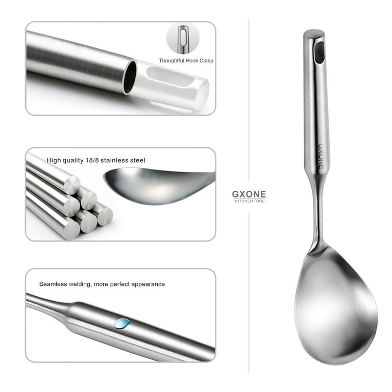 Stainless Steel Cooking & Serving Spoon Of 5 Pcs, Complete Silver Kitchen  Set