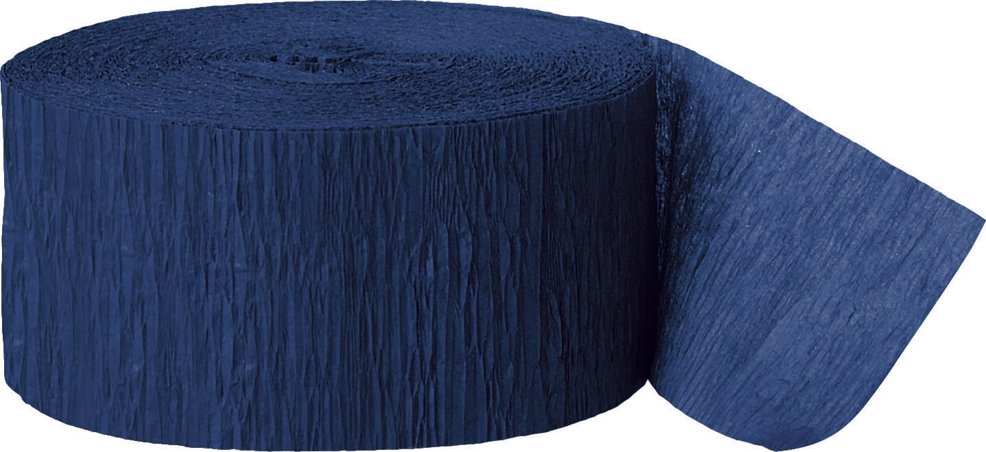 Solid Color Party Decoration Roll 81' Crepe Paper Streamer, Navy Blue