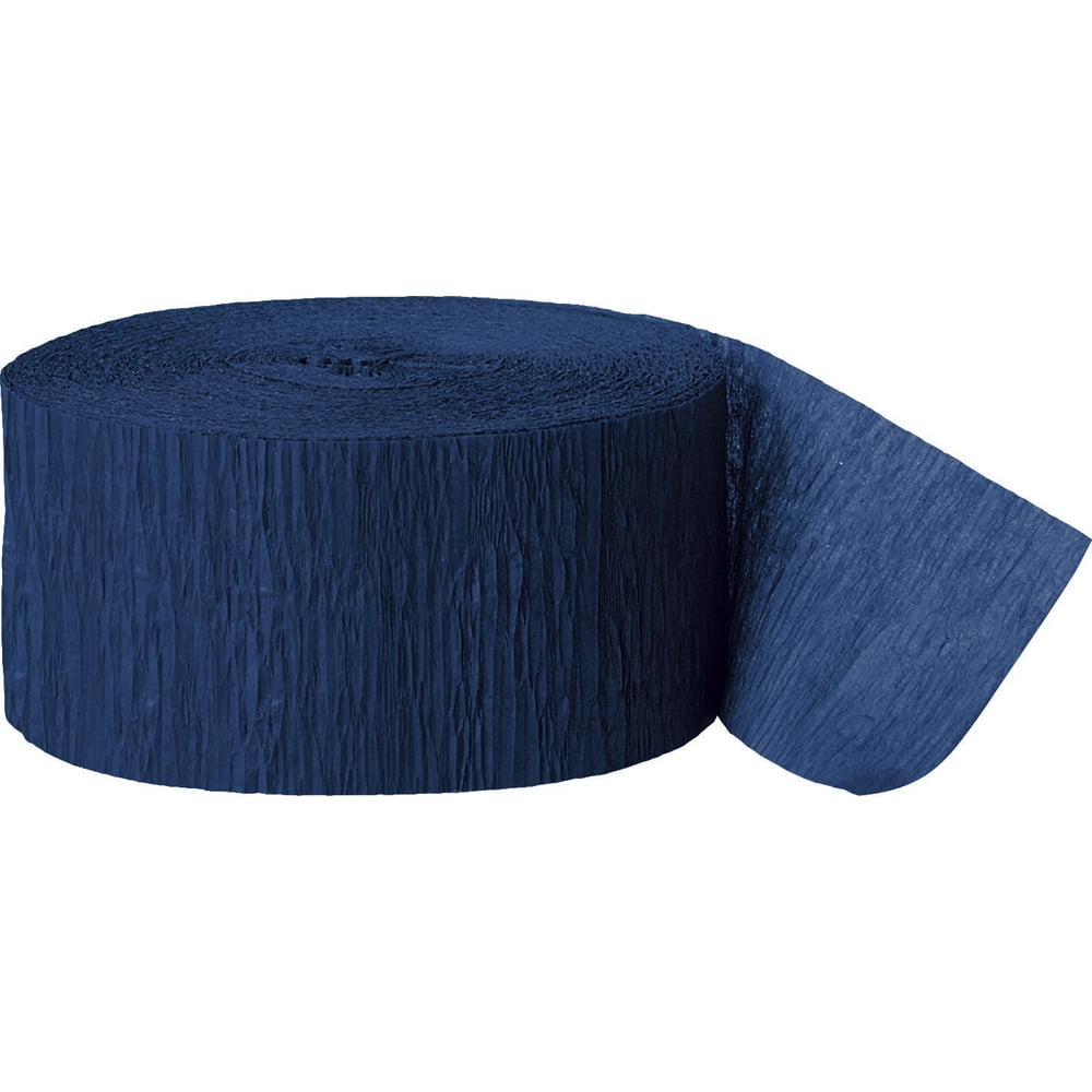 Solid Color Party Decoration Roll 81' Crepe Paper Streamer, Navy Blue