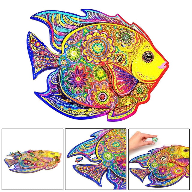 Rompecabezas para ,Rompecabezas de animales de madera para adultos Rompecabezas de bricolaje pescado 1 CUTICAT Rompecabezas para niños