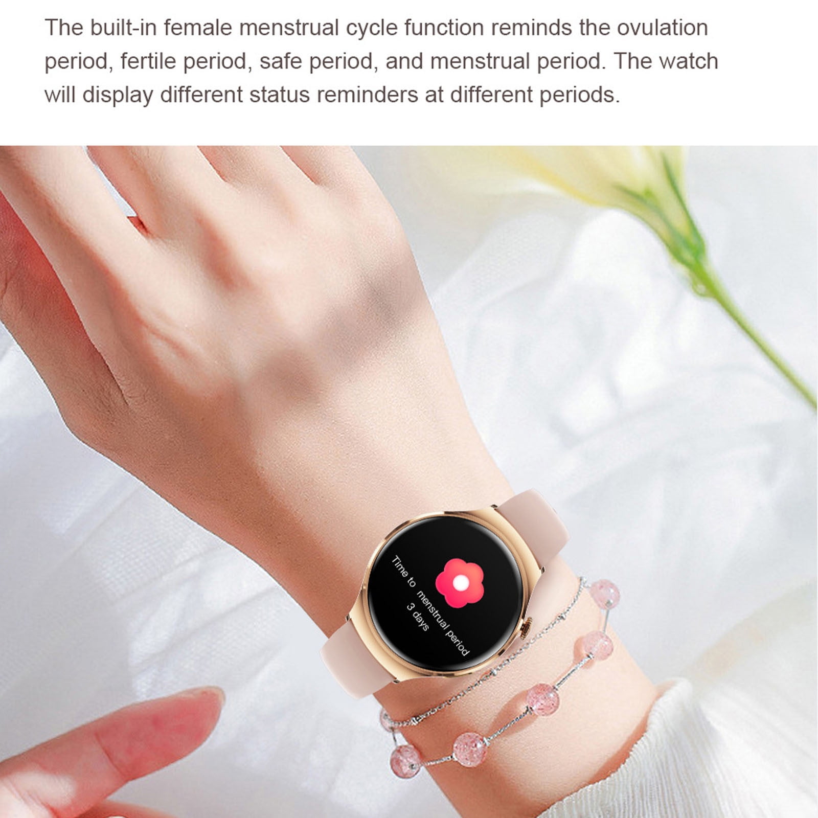 Hwkond Smart Watches Men Women, New Bluetooth Call For Women's Health Temperature NFC Smartwatch(Gold)