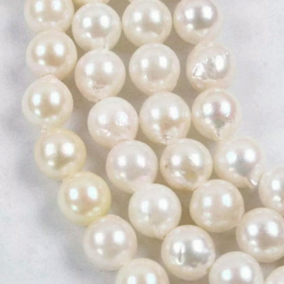 K-KED 7-8mm Real Natural White Freshwater Pearl Loose Beads 14.5"