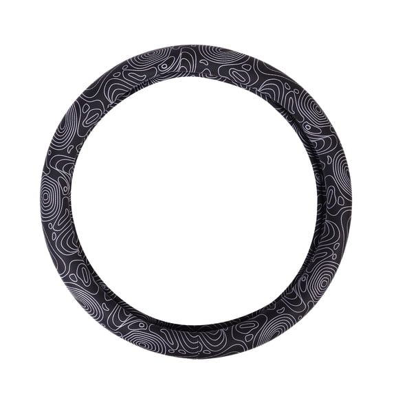 Ozark Trail Topographical Print Faux Leather Steering Wheel Cover, Universal Fit for Sedans, SUVs