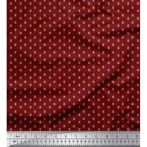 Soimoi Satin Silk Fabric Arrow Small Motif Shirting Printed Craft Fabric by The Yard 42 Inch Wide