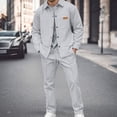 thumbnail image 2 of RUTAYY Men's Outfits Solid Color Long Sleeve Solid Color Jacket and Pants with Drawstring Pocket Casual Breathable Holiday Chic Clothing Sets, 2 of 4
