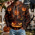 thumbnail image 2 of Leidass Halloween Hoodie for Men Funny Pumpkin Face Hooded Sweatshirts Scary Skull Long SLeeve Tops Holiday Costumes Yellow L, 2 of 5