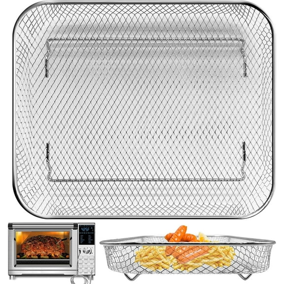 Air Fryer Basket Replacement for Nuwave Bravo XL Air Fryer Toaster Convection Oven, 11.7*9.7'' Non-stick Mesh Air Fryer Stainless Steel Basket Wire Rack Accessories Parts, Dishwasher Safe