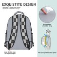 thumbnail image 5 of Gray and White Checkered Pattern Backpack for School, Cute School Bag with Adjustable Shoulder Straps and Padded Back, 15.3"x11"x6.7", 5 of 5