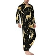 thumbnail image 3 of Bingfone Men'S Pajama Set 2 Piece Loungewear Pjs, Long Sleeve With Pajama Pants-Christmas Gold Deers, 3 of 9