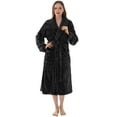 thumbnail image 6 of PAVILIA Premium Womens Plush Soft Robe Fluffy, Warm, Fleece Sherpa Shaggy Bathrobe (2XL/3XL, Black), 6 of 7