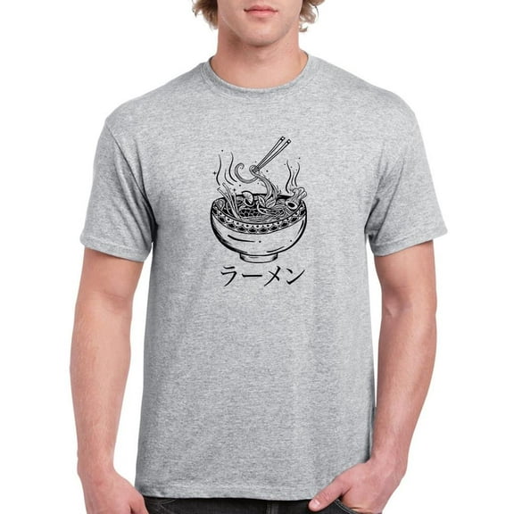 Smartprints Mens Graphic Tee - Ramen Japanese Style Lineart - Regular Fit 100% Cotton