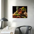 thumbnail image 3 of JEUXUS Canvas Wall Art Oil Painting Summer Farm Fruit Vegetables Picture Painting Prints Framed and Stretched,Food Vintage Wooden Country Artwork for Living Room/Bedroom/Bathroom Home Wall Decor, 3 of 4