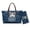 Blue - Cartoon Cat, variant on Starry Cat Print Handbag Set of 2 Women's Large Handbag and Wallet Set Large Leather Satchel Shoulder Bag for Daily Use