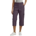 thumbnail image 2 of ClodeEU Women's Elastic Waist Capri Pants, Casual Cropped Trousers with Pockets for Summer and Everyday Wear Purple,Women's Plus M, 2 of 8
