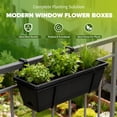 thumbnail image 2 of JF 7 Pack Black Plastic Rectangular Window Planter Box, Window Vegetable Planter Box with Trays, Rectangular Flower Pots for Windowsill, Garden, Balcony, Patio, Black, 2 of 6
