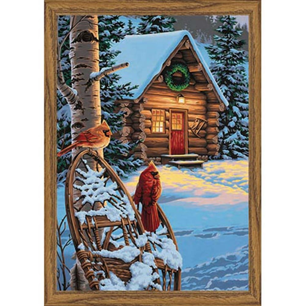 Paintworks® Cardinals & Cabin PaintbyNumber Kit