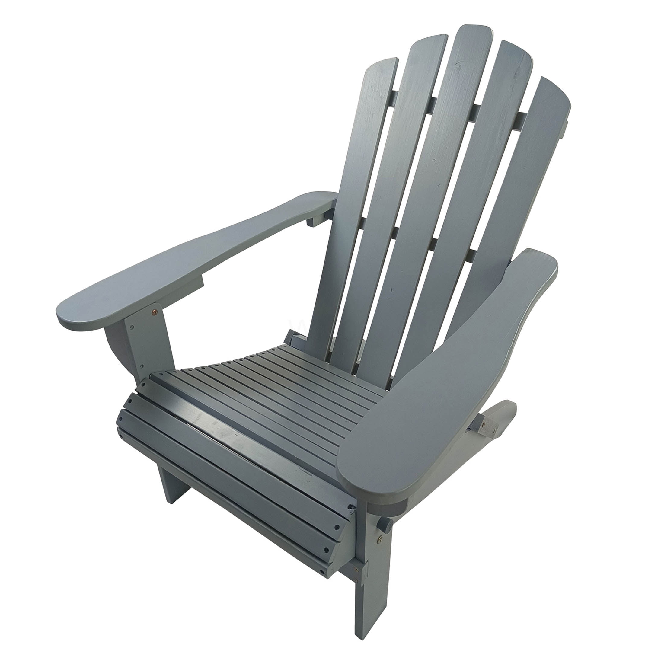 COSMOS Grey Foldable Solid Wood Adirondack Chair for Patio or Garden, Outdoor Indoor Use