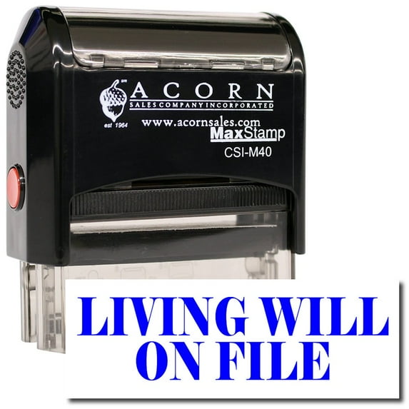Large Self-Inking Living Will On File Stamp with Brown Ink