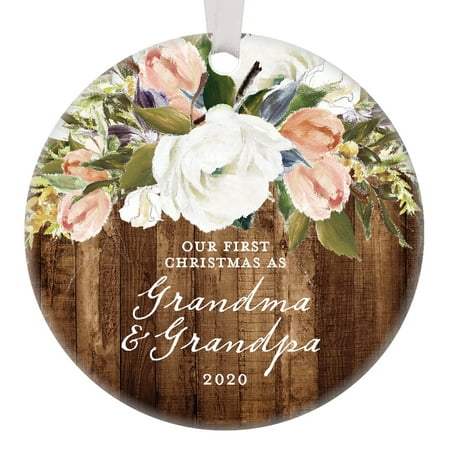 Grandparents First Christmas Poem Grandparents Christmas Ornament, 2019 Our First Christmas as Grandma & Grandpa, 1st Xmas Grandmom Grandpop Woodgrain Modern Farmhouse Present 3