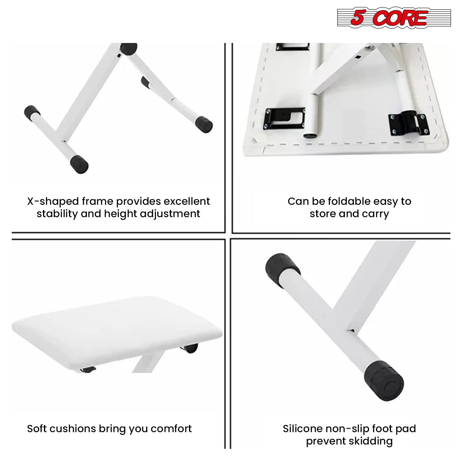 Keyboard Bench Pair X Style Piano Stool Thick Padded 12 to 18.5 inch Adjustable Keyboards Chair White