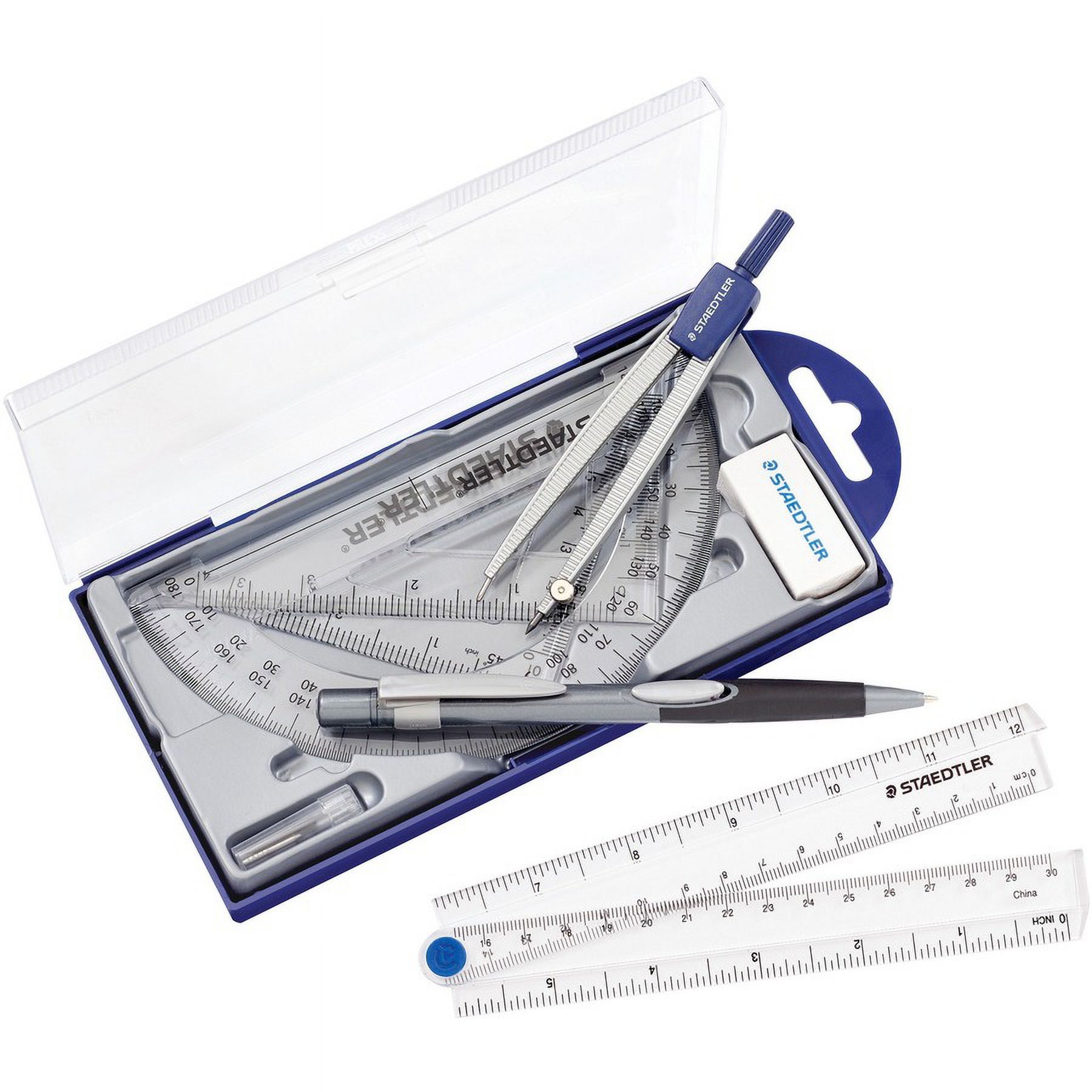 Square Ruler Set Protractor Maths Geometry Set 9-Piece – School Exam Kit With Compass, Ruler ...