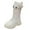 Beige, variant on Girls White Combat Boots Lace-Up Side Zipper Knee High Boot Casual Pu Leather Punk Goth Shoes for Kids Pink 6.5-7Years