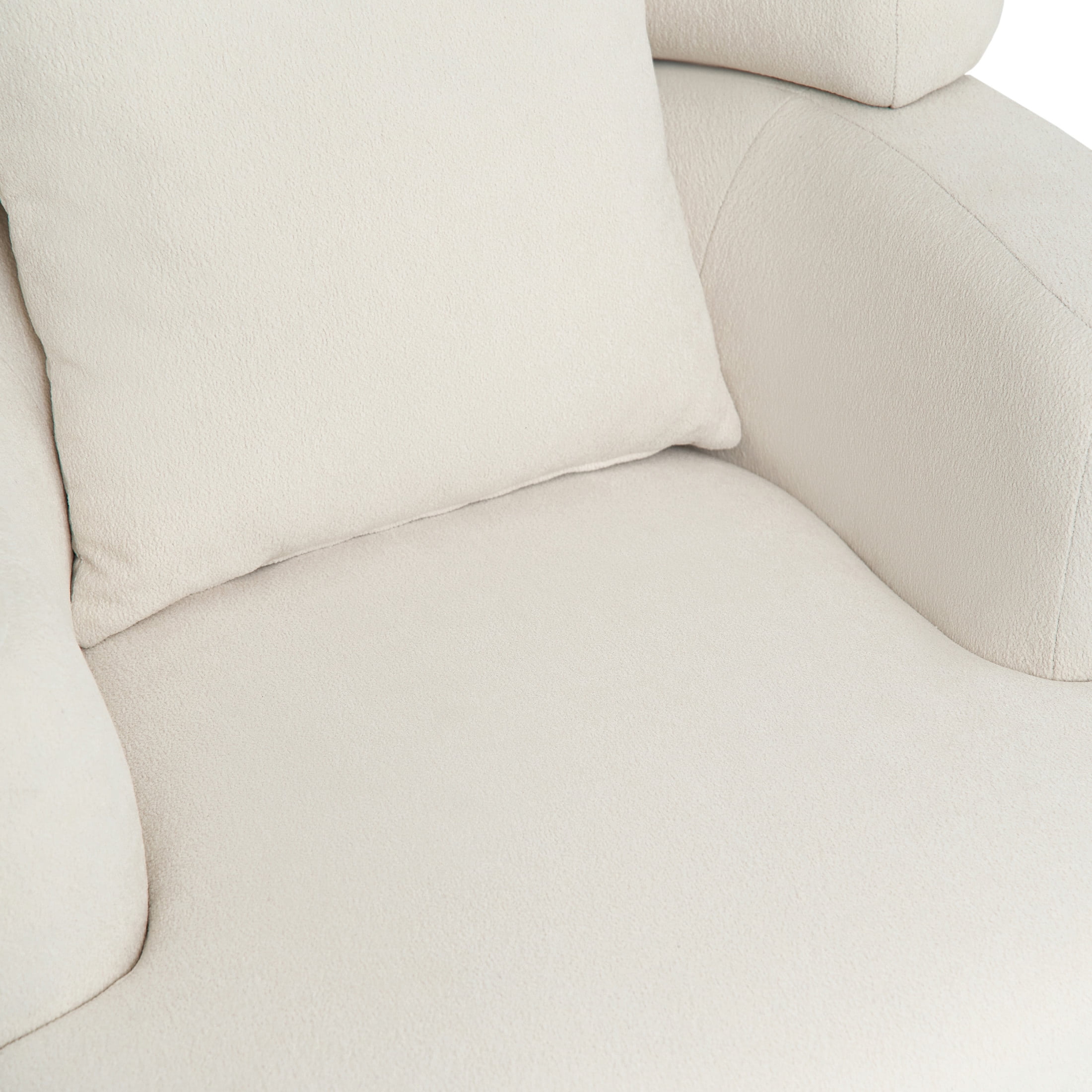 Noble House Arlais 38" Nordic Style Lazy Club Chair, Upholstered Chenille Bucket Accent Sofa with Pillows, White