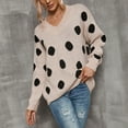 thumbnail image 4 of Aoochasliy Womens Sweaters Pullover Clothes V-neck Knitted Sweater Polka Dot Pullover Trendy Knitted Sweater Tops Blouse, 4 of 7