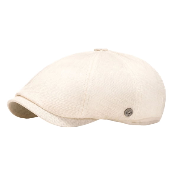 Men's Adjustable Fit Newsboy Cap Cotton Herringbone Flat Hat Washed Beret Ivy Style for Golf Cabbie Driving Casual Fashion (Yellow)