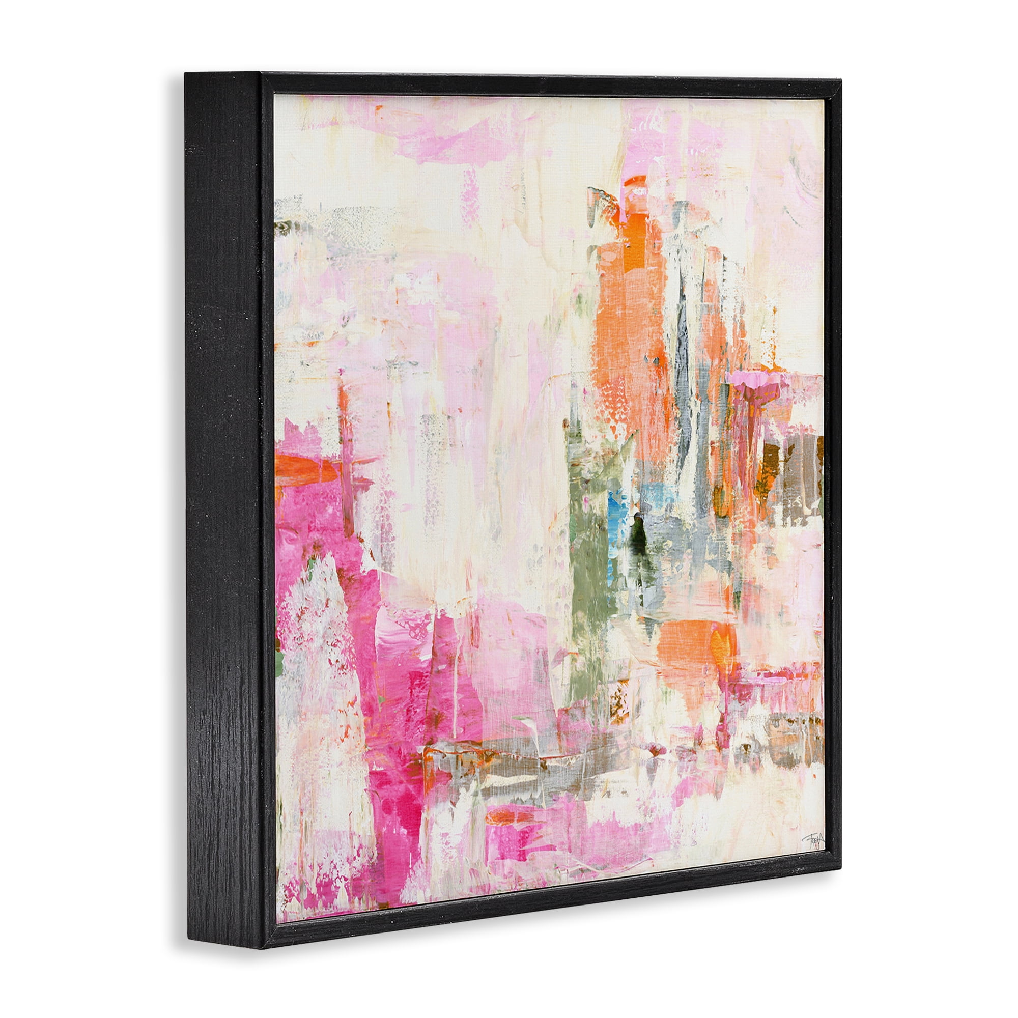 Stupell Industries New Age Pink Abstract Black Framed Giclee Art, design by Design Fabrikken