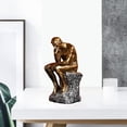 thumbnail image 4 of Estatua de pensador de resina, figura de pensador, esculturas de hombre pensante para el hogar, oficina, escritorio, manualidades, regalos, dorado, 4 of 5