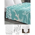 thumbnail image 5 of California King Size Flat Sheet Only, Teal Coral Coastal Soft Brushed Microfiber Bed Sheets, Ocean Nautical Seaside Beach Hotel Quality Breathable Bedding Top Sheet, Easy Care, 108"x98", 5 of 9