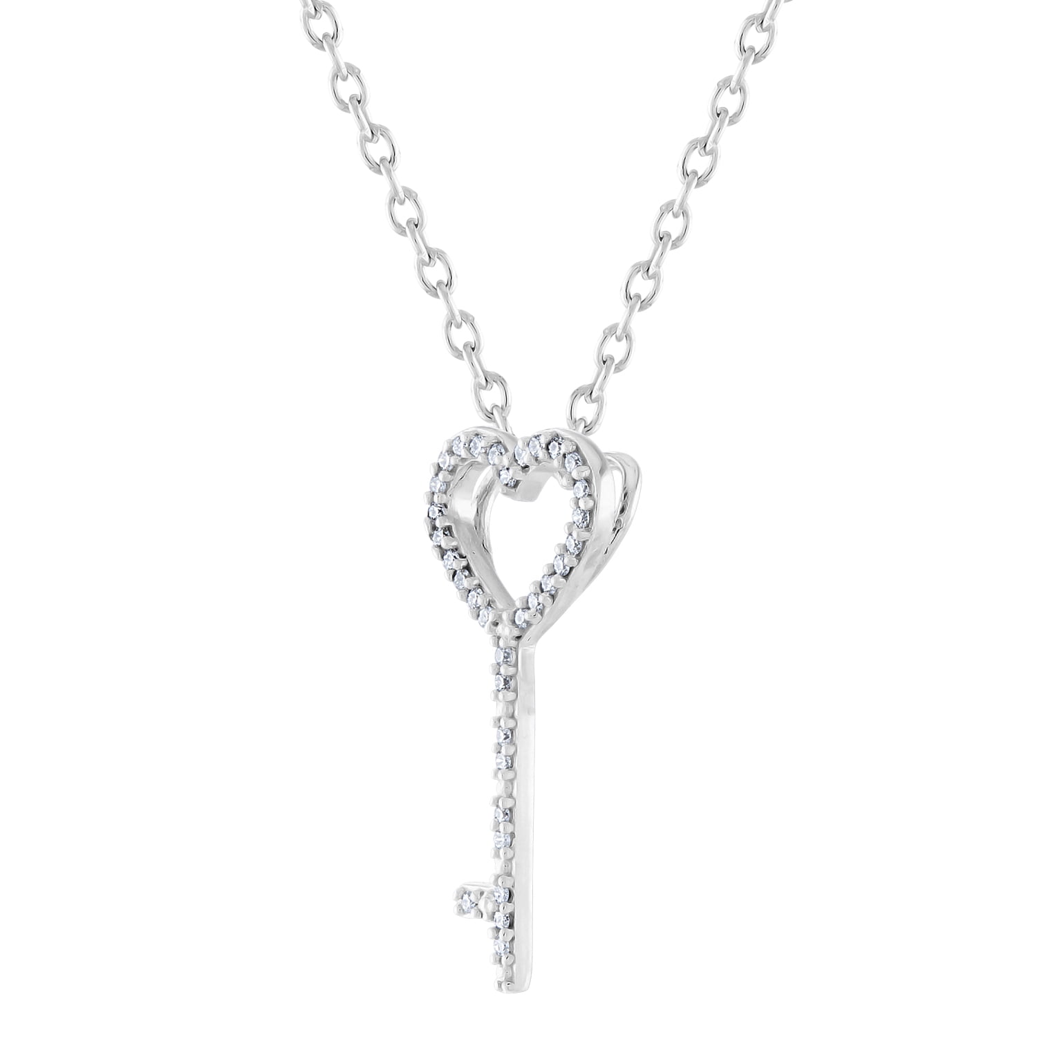 Gemspirations 1/10 cttw Diamond Key Pendant Sterling Silver