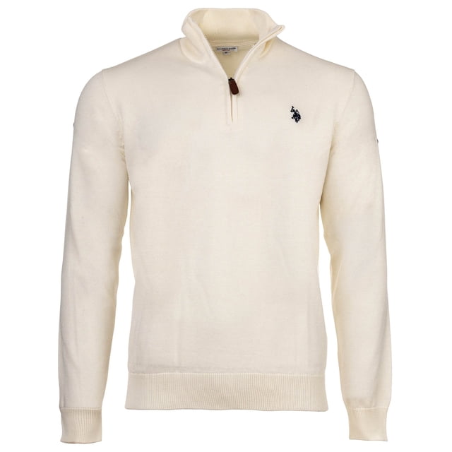 U.S. POLO ASSN. Jersey de punto para hombre con cuello alto, media cremallera y logotipo, algodón Blanco XL (X-Large)