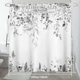 thumbnail image 3 of Dznils Gray Eucalyptus Fabric Shower Curtain, Watercolor Floral Pattern with Hooks, 72" x 72", 3 of 11