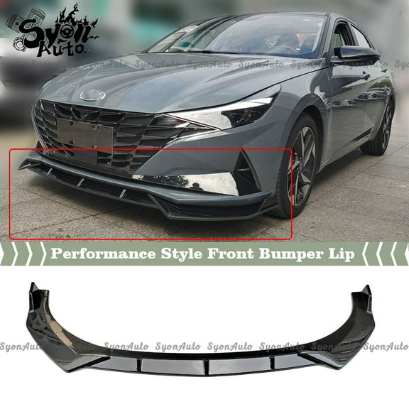 FITS 2021  HYUNDAI ELANTRA GLOSSY BLACK PERFORMANCE STYLE 3 PCS FRONT BUMPER LIP
