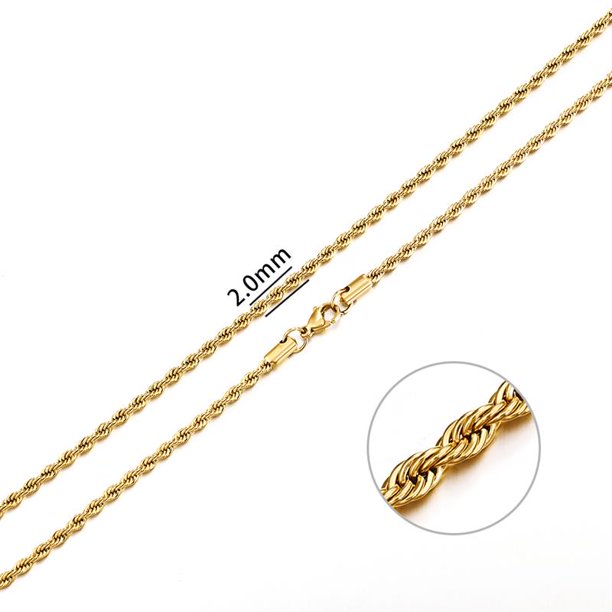 Jiayiqi, collar de cadena de cuerda de 2mm-7mm, gargantilla resistente al agua que nunca se decolora, joyería para hombres y mujeres, cadenas de Color plateado, regalo Tan Jianjun unisex