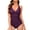 Purple, variant on Women's One Piece Bathing Suits Tummy Control Swimsuits V Neck Ruched Slimming Swimwear