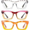 thumbnail image 2 of GFDYREE 3 pack Oprah style Spring hinge Readers Blue Light Blocking Computer Square Reading Glasses for Women Men, 2 of 6