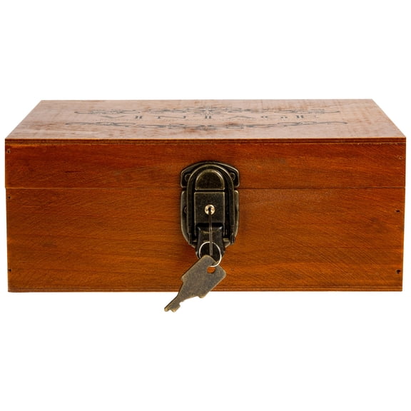 MEIBUTYUP Wooden Jewelry Box with Lock, Vintage Style Organizer for Necklaces, , Brown Storage Case