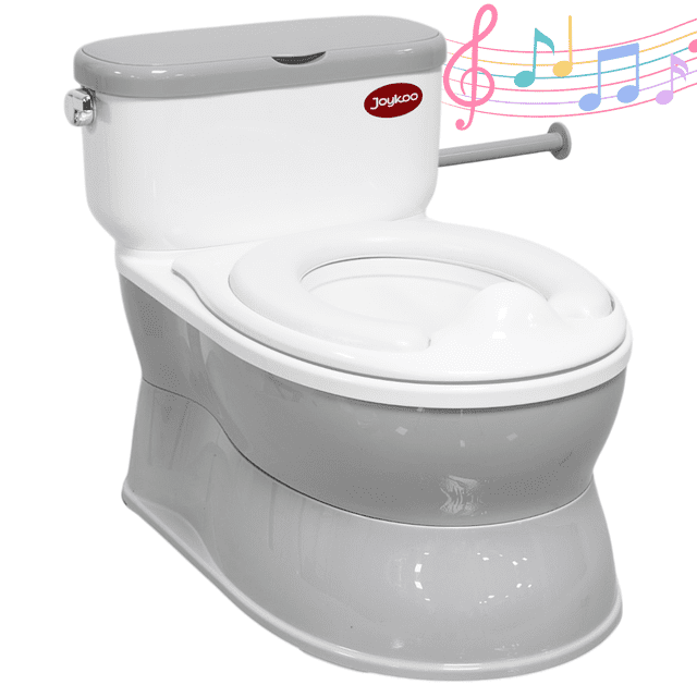 Baño Entrenador para Niños con Sonido de Agua Asiento Acolchado Antideslizante Soporte para Papel Higiénico - Gris